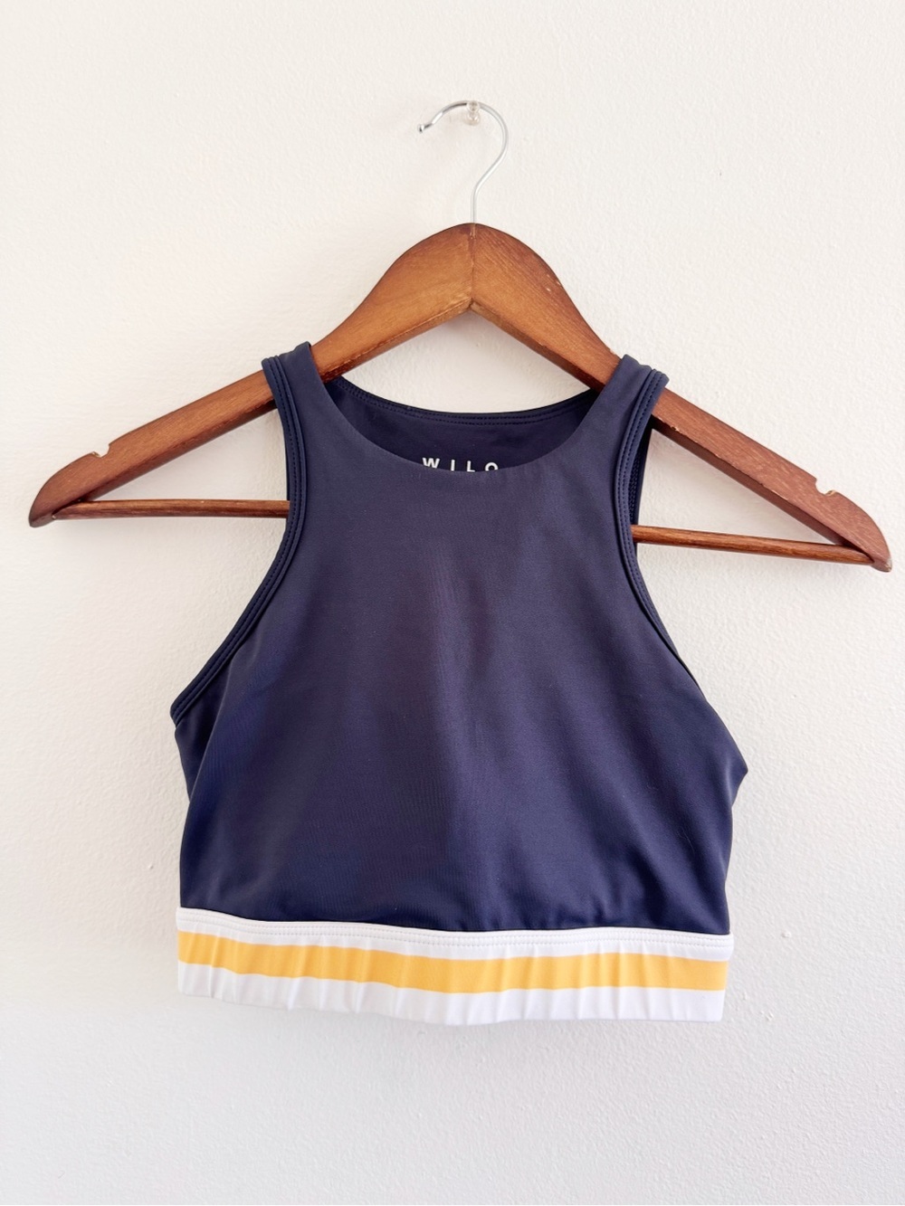 WILO Navy Crop Tank with Yellow & White Striped band XS